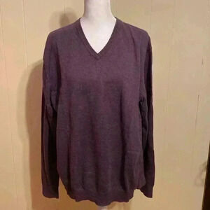 Weatherproof Vintage Mens Cotton Cashmere Plum Colored VNeck Sweater Size Large.